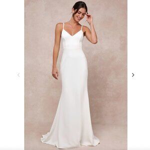 Lulu''s "Feeling of Forever" white sleeveless mermaid maxi dress